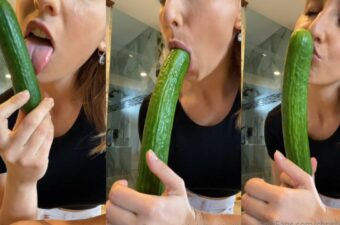 Watch Christina Khalil Cucumber Blowjob Uncensored Video