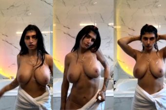 Watch Mia Khalifa Bathroom Titty Tease Uncensored Video